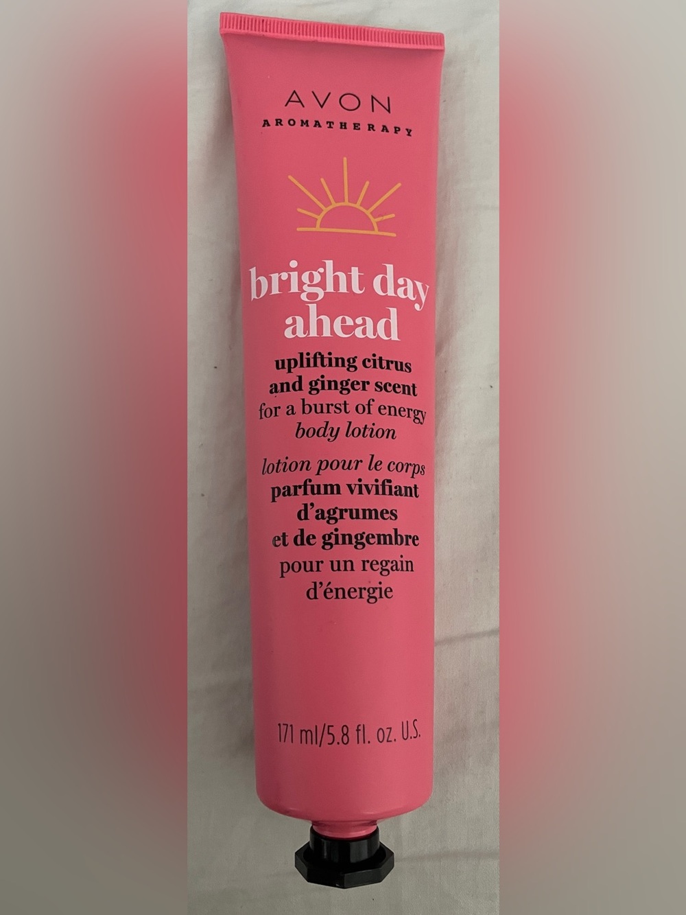 Avon Aromatherapy Uplifting Citrus Ginger Bright Day Ahead Pink Body Lotion Tube